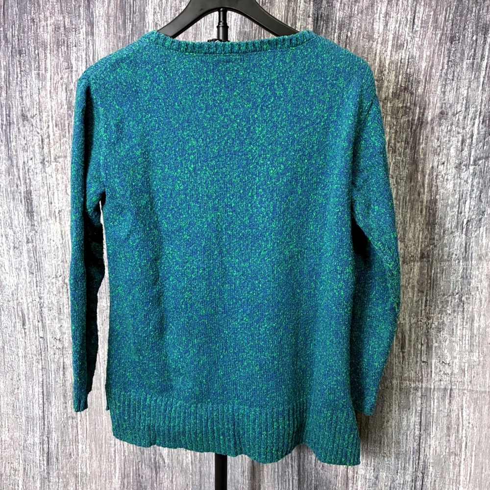J. Jill Crewneck Blue Green Sweater Tunic Front Pocket Women Size S - Picture 2 of 7